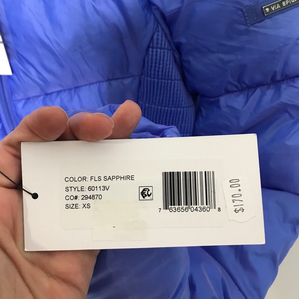 NWT Via Spiga Blue Smocked Quilted Puffer Coat - Picture 9 of 10
